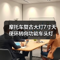 摩托车复古大灯7寸天使环转向功能车头灯（图2）