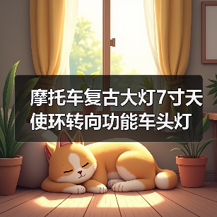 摩托车复古大灯7寸天使环转向功能车头灯（图3）