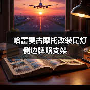 哈雷复古摩托改装尾灯侧边牌照支架（图1）